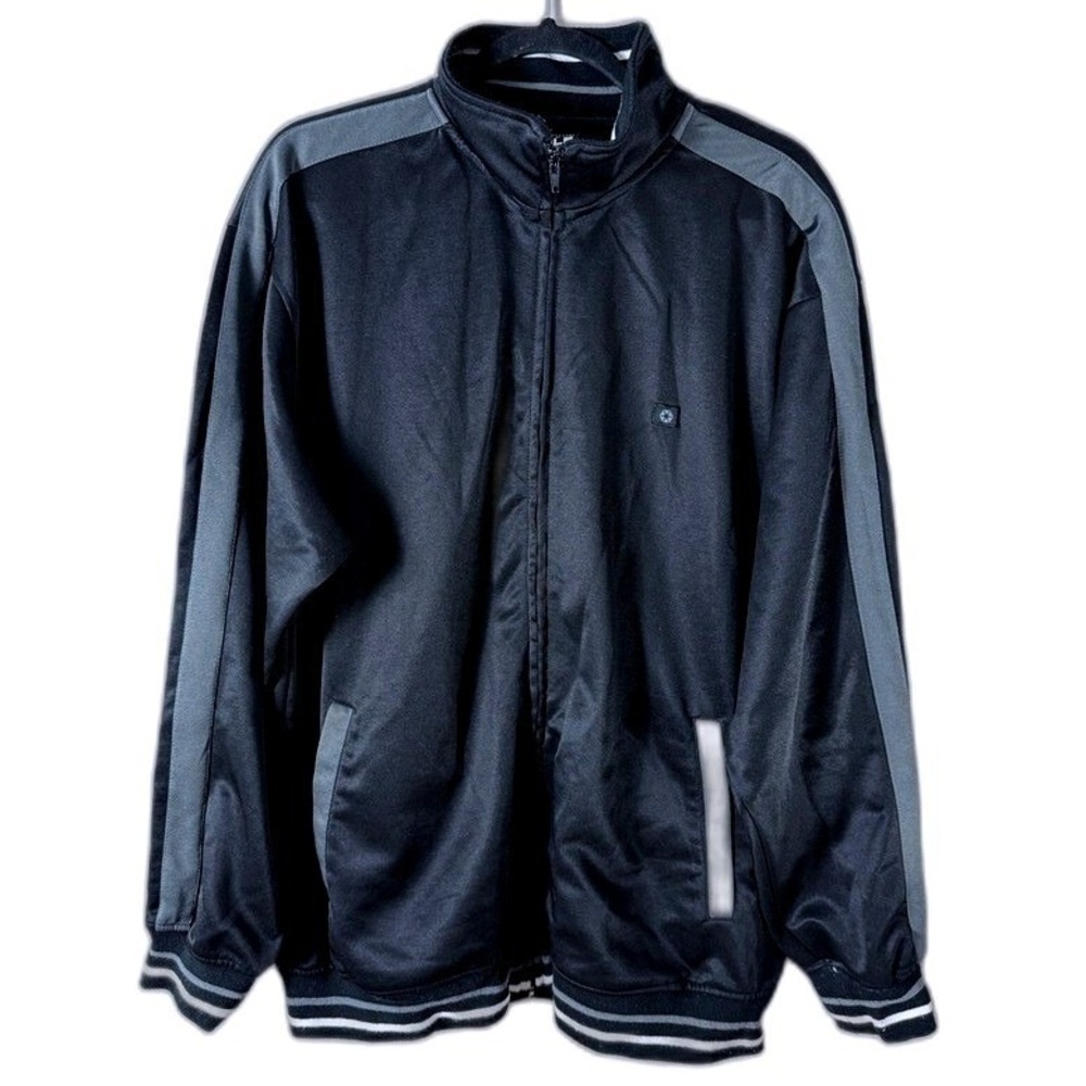 Southpole‎ Mens Black Grey Striped Full Zip Track Jacket Authentic Collection L